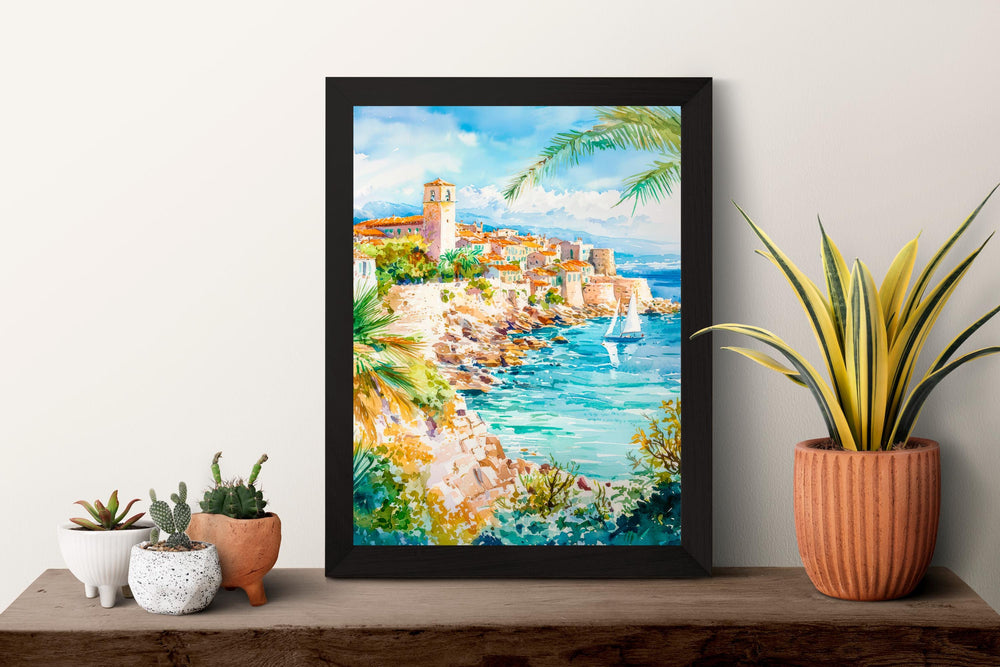 Antibes Watercolor Poster Wall Art Antibes Wall Hanging Home Décor Antibes Gift Art Lovers France Wall Art