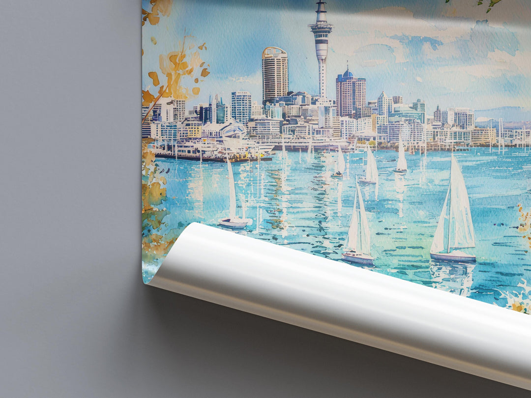 Auckland Watercolor Poster Wall Art Auckland Wall Hanging Home Décor Auckland Gift Art Lovers New Zealand Wall Art