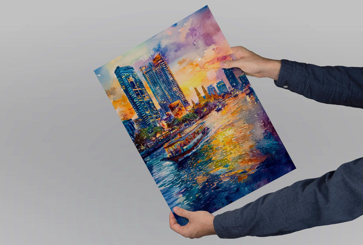 Bangkok Watercolor Poster Wall Art Bangkok Wall Hanging Home Décor Bangkok Gift Art Lovers Thailand Wall Art