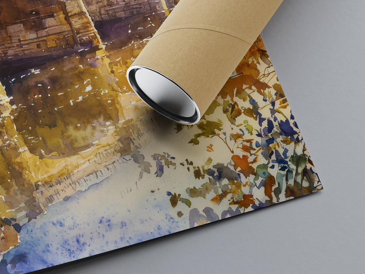Bath Watercolor Poster Wall Art Bath Wall Hanging Home Décor Bath Gift Art Lovers United Kingdom Wall Art