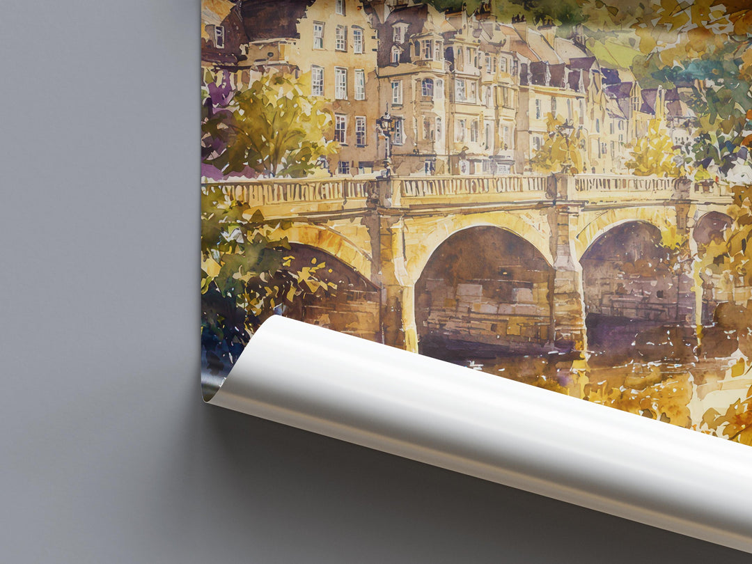 Bath Watercolor Poster Wall Art Bath Wall Hanging Home Décor Bath Gift Art Lovers United Kingdom Wall Art