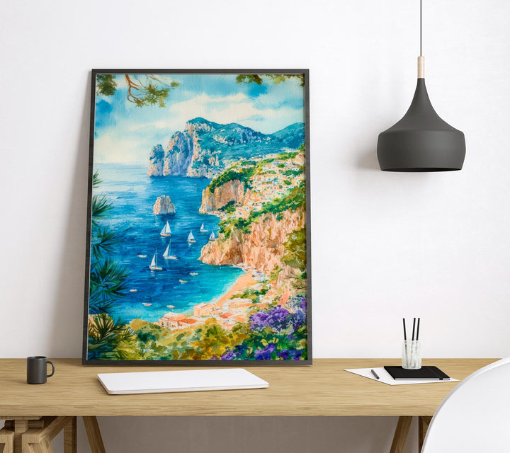 Capri Watercolor Poster Wall Art Capri Wall Hanging Home Décor Capri Gift Art Lovers Italy Wall Art