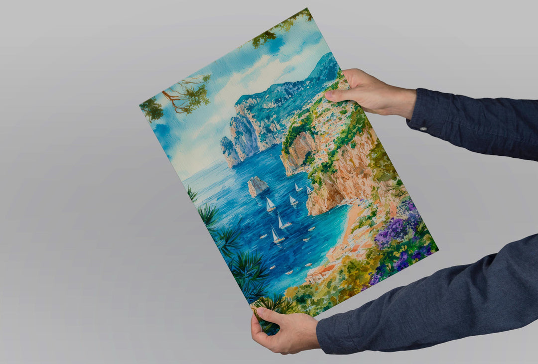 Capri Watercolor Poster Wall Art Capri Wall Hanging Home Décor Capri Gift Art Lovers Italy Wall Art