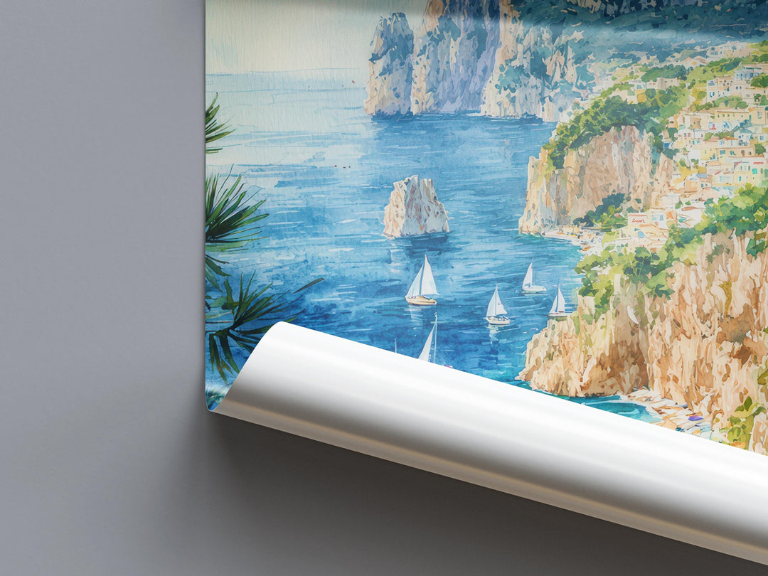 Capri Watercolor Poster Wall Art Capri Wall Hanging Home Décor Capri Gift Art Lovers Italy Wall Art