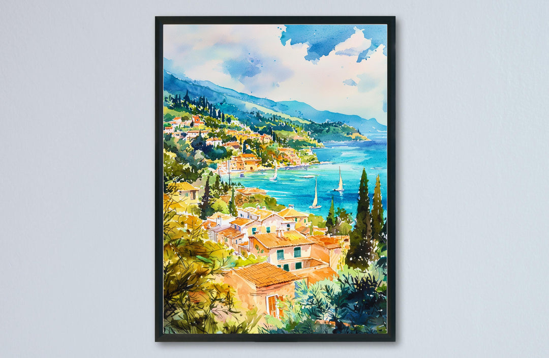 Corfu Watercolor Poster Wall Art Corfu Wall Hanging Home Décor Corfu Gift Art Lovers Greece Wall Art