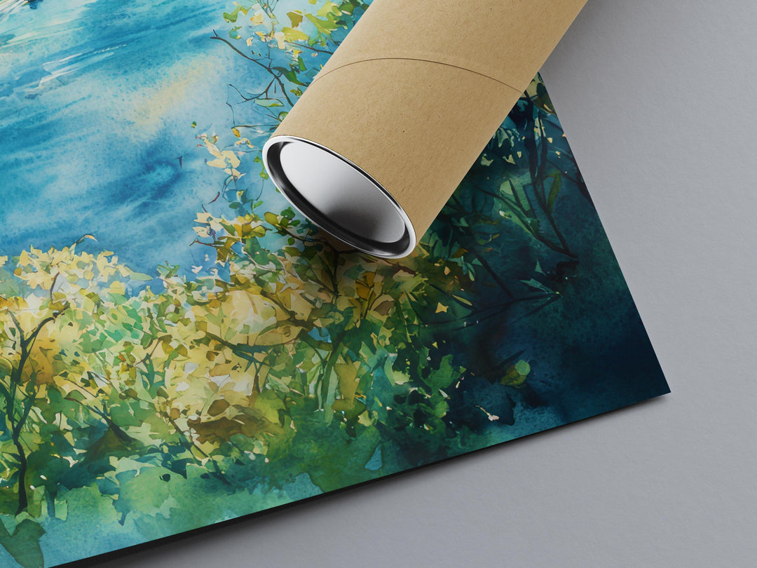 Danube River Watercolor Poster Wall Art Danube River Wall Hanging Home Décor Danube River Gift Art Lovers Austria Wall Art