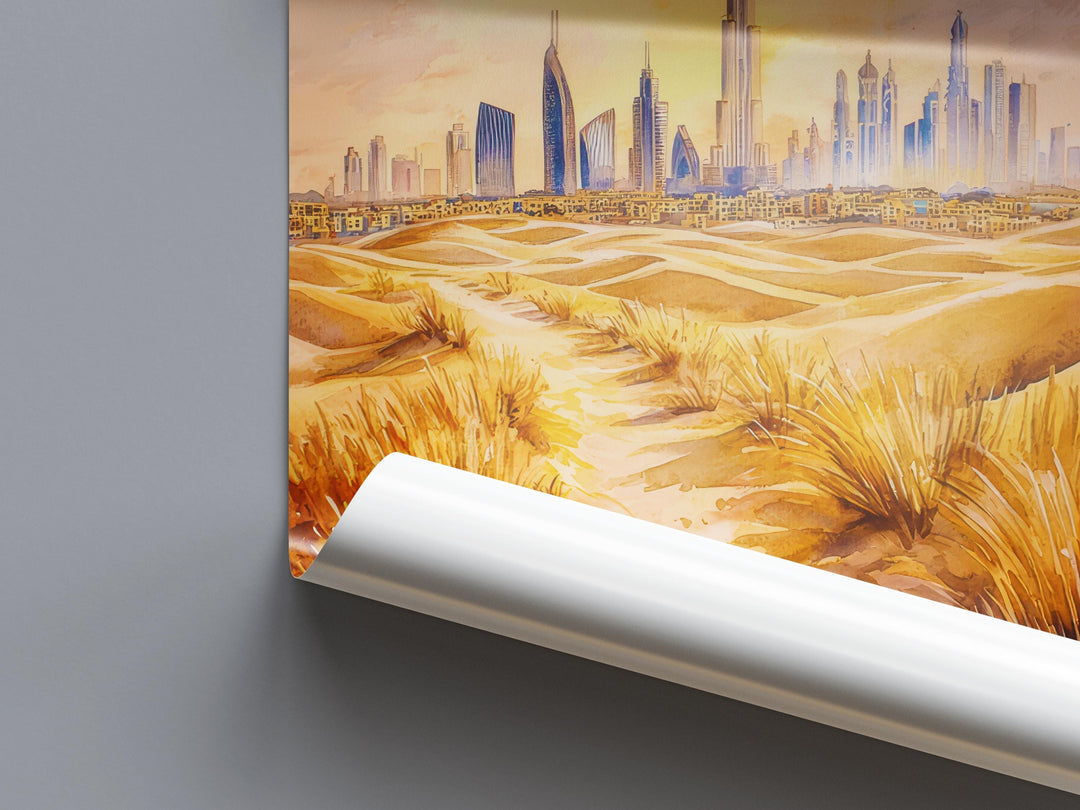 Dubai Watercolor Poster Wall Art Dubai Wall Hanging Home Décor Dubai Gift Art Lovers United Arab Emirates Wall Art