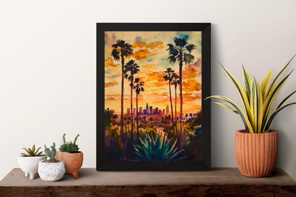 Los Angeles Watercolor Poster Wall Art Los Angeles Wall Hanging Home Décor Los Angeles Gift Art Lovers United States Wall Art