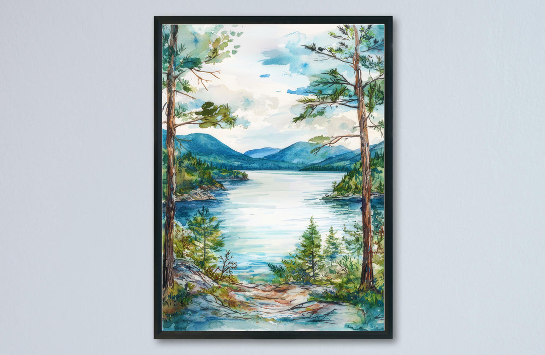 Lake George Watercolor Poster Wall Art Lake George Wall Hanging Home Décor Lake George Gift Art Lovers United States Wall Art