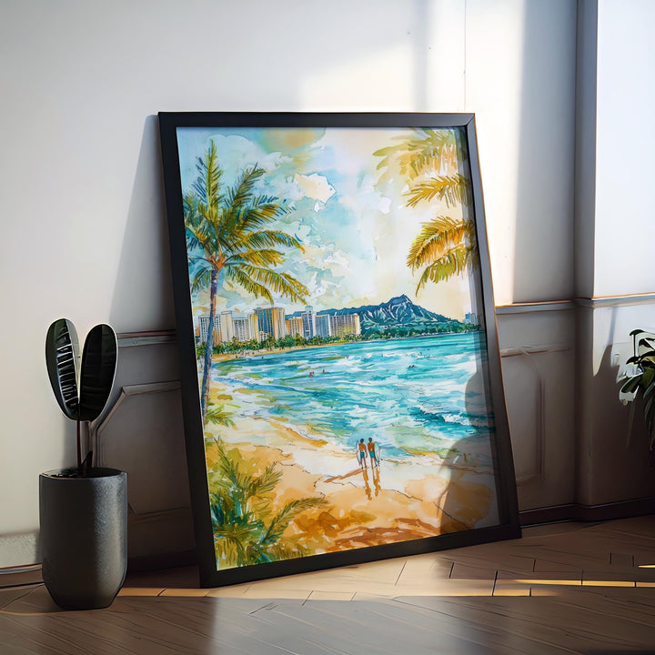 Honolulu Watercolor Poster Wall Art Honolulu Wall Hanging Home Décor Honolulu Gift Art Lovers United States Wall Art