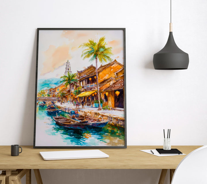 Hoi An Watercolor Poster Wall Art Hoi An Wall Hanging Home Décor Hoi An Gift Art Lovers Vietnam Wall Art