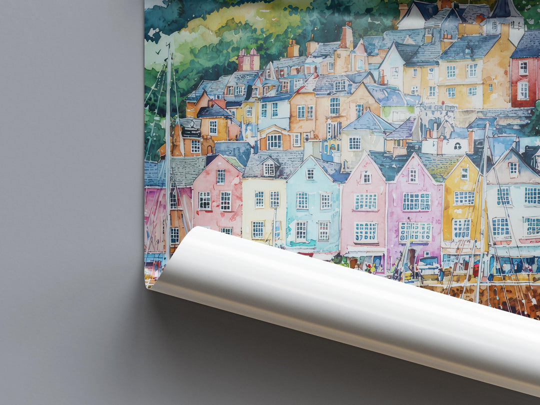 Dartmouth Watercolor Poster Wall Art Dartmouth Wall Hanging Home Décor Dartmouth Gift Art Lovers United Kingdom Wall Art
