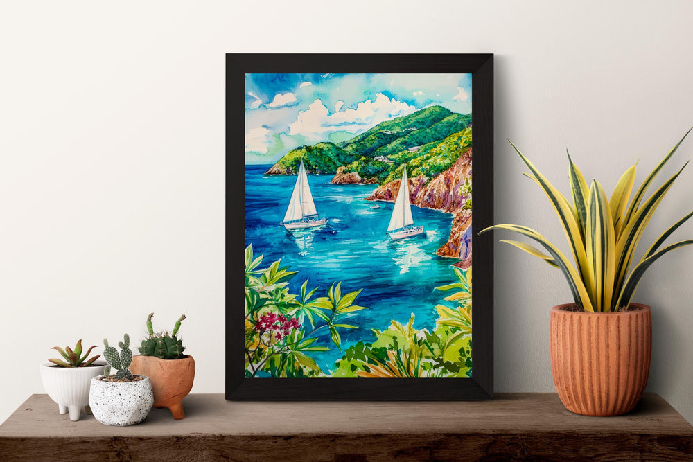 British Virgin Islands Watercolor Poster Wall Art British Virgin Islands Wall Hanging Home Décor British Virgin Islands Gift Art Lovers