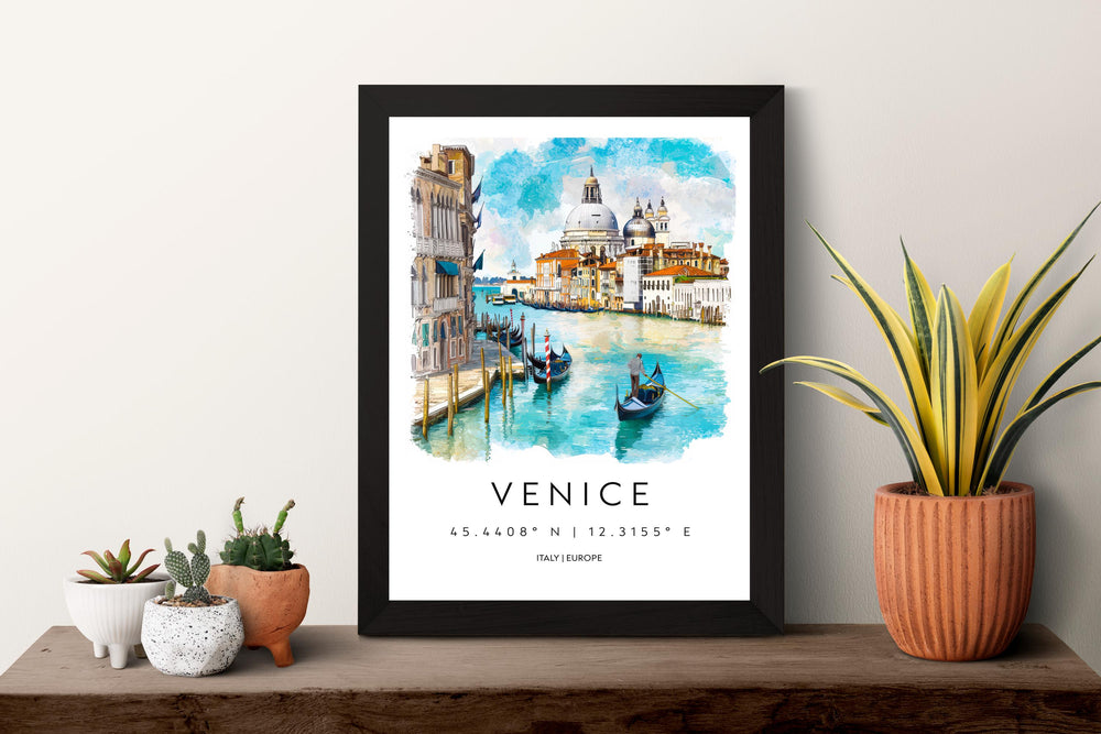 Venice Watercolor Poster Wall Art Venice Wall Hanging Home Décor Venice Gift Art Lovers Italy Wall Art