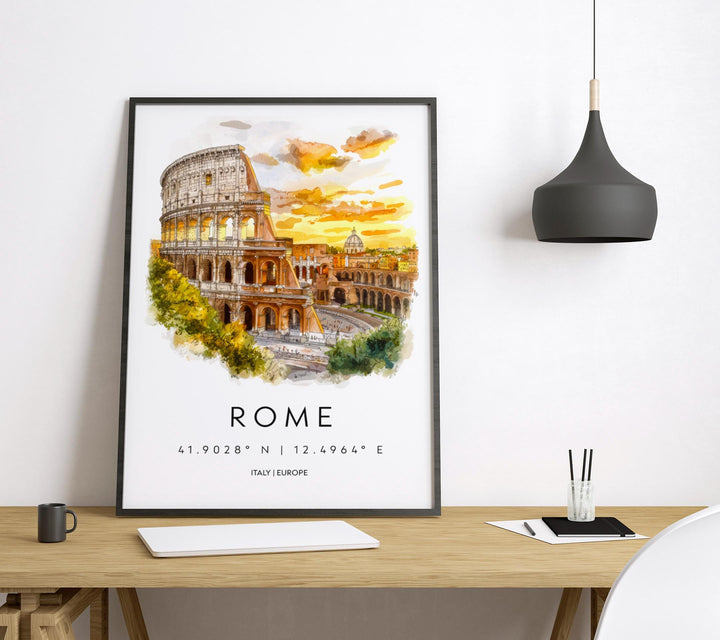 Rome Watercolor Poster Wall Art Rome Wall Hanging Home Décor Rome Gift Art Lovers Italy Wall Art