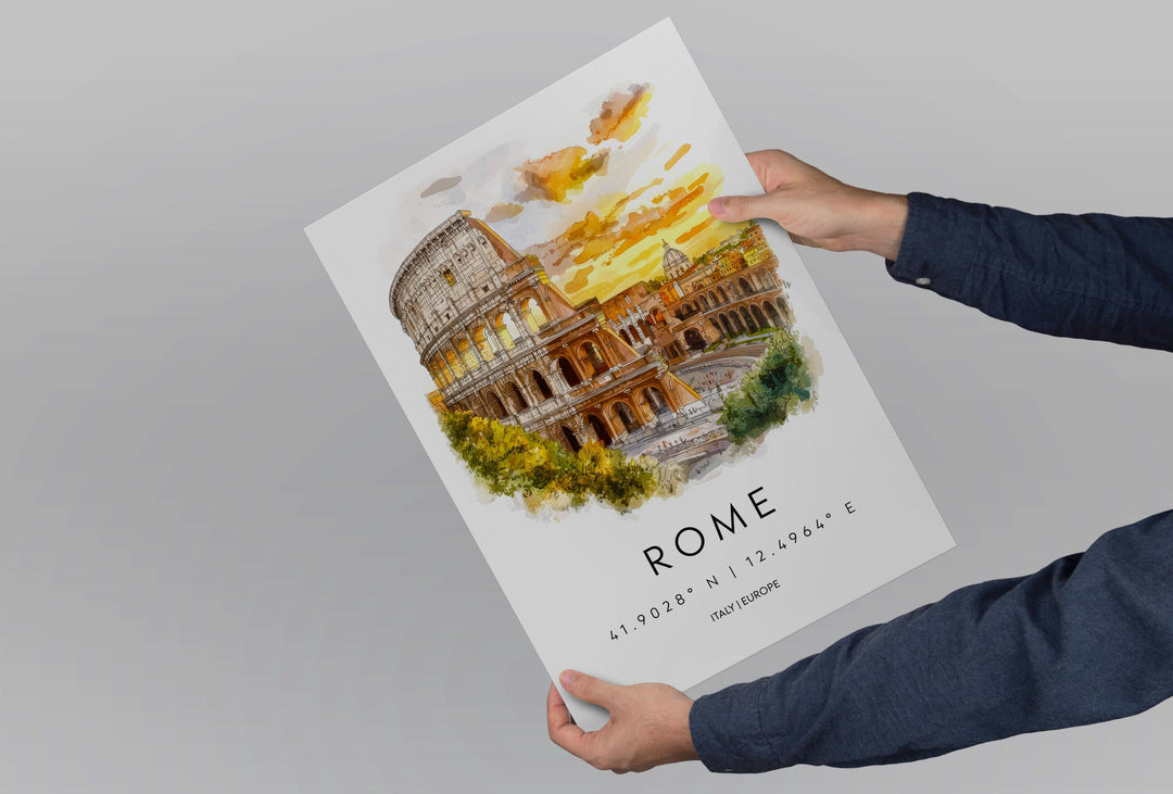 Rome Watercolor Poster Wall Art Rome Wall Hanging Home Décor Rome Gift Art Lovers Italy Wall Art