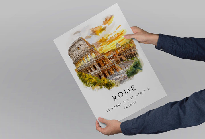 Rome Watercolor Poster Wall Art Rome Wall Hanging Home Décor Rome Gift Art Lovers Italy Wall Art