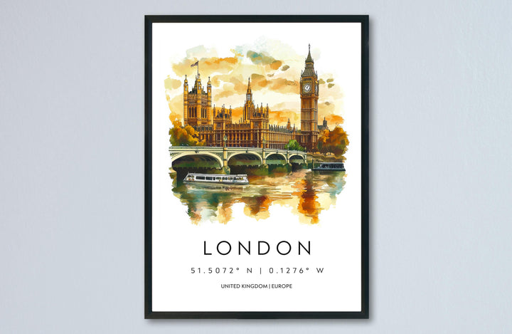 London Watercolor Poster Wall Art London Wall Hanging Home Décor London Gift Art Lovers United Kingdom Wall Art