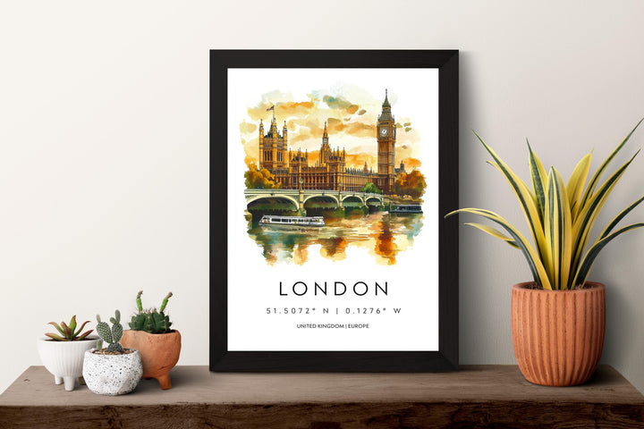 London Watercolor Poster Wall Art London Wall Hanging Home Décor London Gift Art Lovers United Kingdom Wall Art