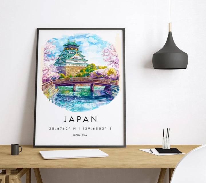 Japan Watercolor Poster Wall Art Japan Wall Hanging Home Décor Japan Gift Art Lovers Japan Wall Art