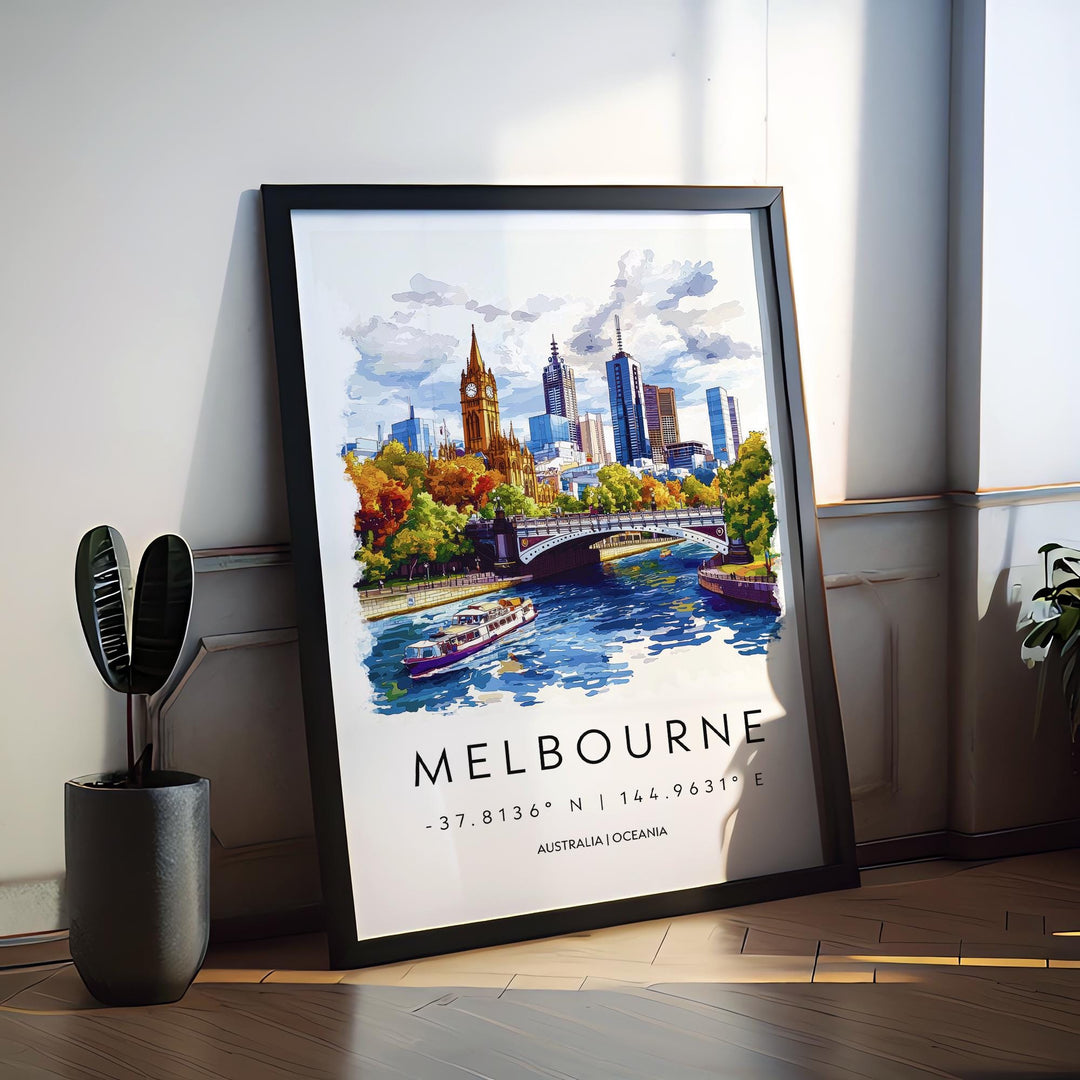 Melbourne Watercolor Poster Wall Art Melbourne Wall Hanging Home Décor Melbourne Gift Art Lovers Australia Wall Art