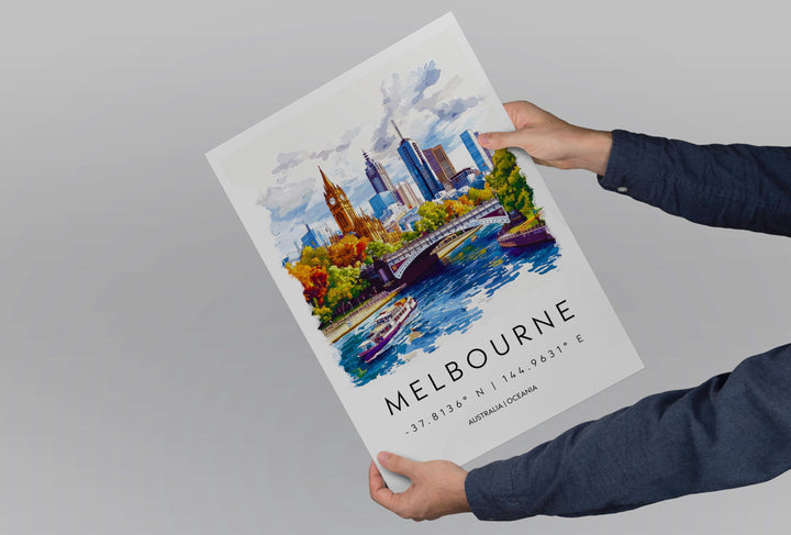 Melbourne Watercolor Poster Wall Art Melbourne Wall Hanging Home Décor Melbourne Gift Art Lovers Australia Wall Art