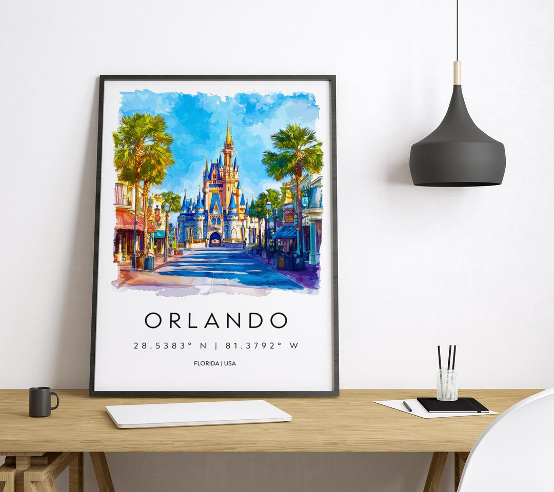 Orlando Watercolor Poster Wall Art Orlando Wall Hanging Home Décor Orlando Gift Art Lovers United States Wall Art
