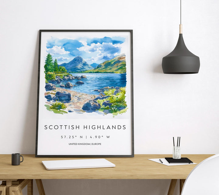 Scottish Highlands Watercolor Poster Wall Art Scottish Highlands Wall Hanging Home Décor Scottish Highlands Gift Art Lovers United Kingdom
