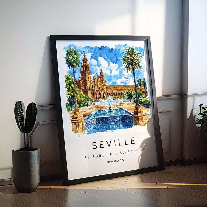 Seville Watercolor Poster Wall Art Seville Wall Hanging Home Décor Seville Gift Art Lovers Spain Wall Art