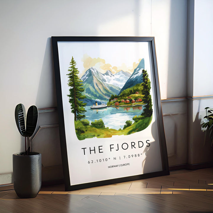 The Fjords Watercolor Poster Wall Art The Fjords Wall Hanging Home Décor The Fjords Gift Art Lovers Norway Wall Art