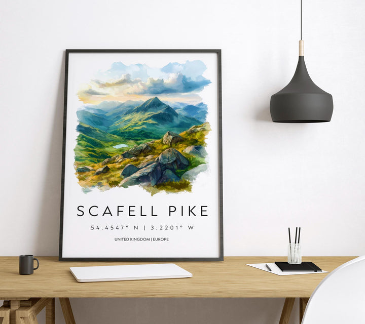 Scafell Pike Watercolor Poster Wall Art Scafell Pike Wall Hanging Home Décor Scafell Pike Gift Art Lovers United Kingdom Wall Art