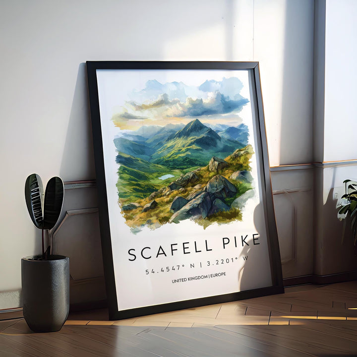 Scafell Pike Watercolor Poster Wall Art Scafell Pike Wall Hanging Home Décor Scafell Pike Gift Art Lovers United Kingdom Wall Art