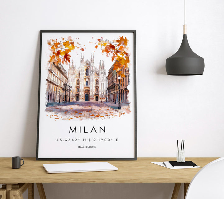 Milan watercolor poster Wall Art Milan Wall Hanging Home Décor Milan Gift Art Lovers Italy Art Lover Gift