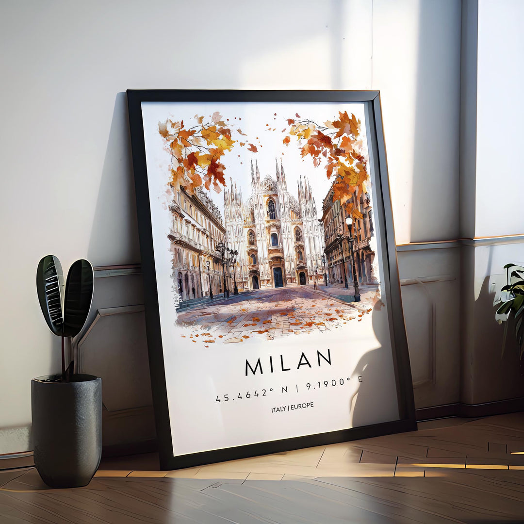 Milan watercolor poster Wall Art Milan Wall Hanging Home Décor Milan Gift Art Lovers Italy Art Lover Gift