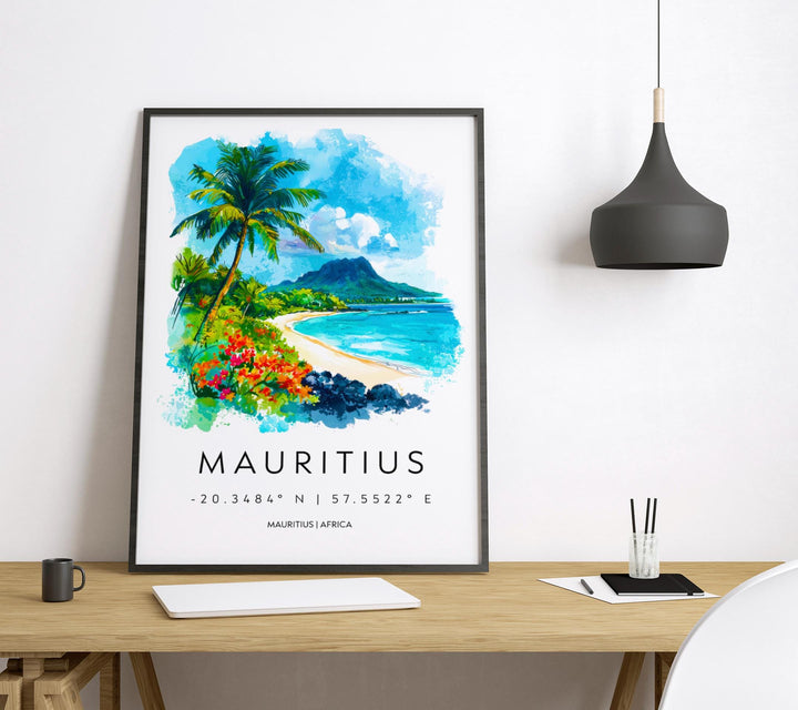 Mauritius Watercolor Poster Wall Art Mauritius Wall Hanging Home Décor Mauritius Gift Art Lovers Mauritius Wall Art