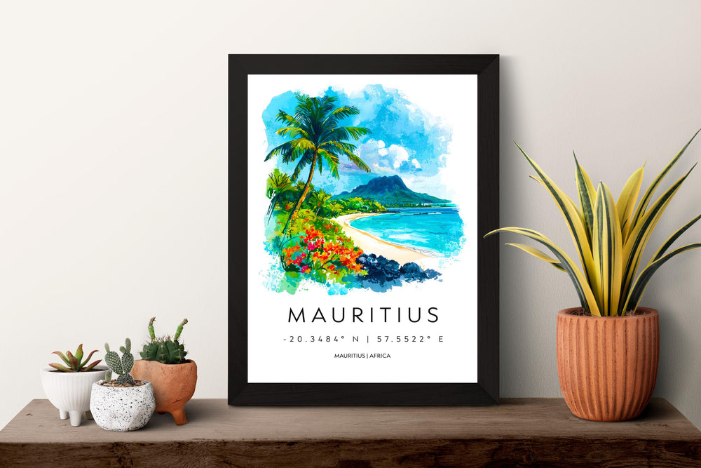 Mauritius Watercolor Poster Wall Art Mauritius Wall Hanging Home Décor Mauritius Gift Art Lovers Mauritius Wall Art