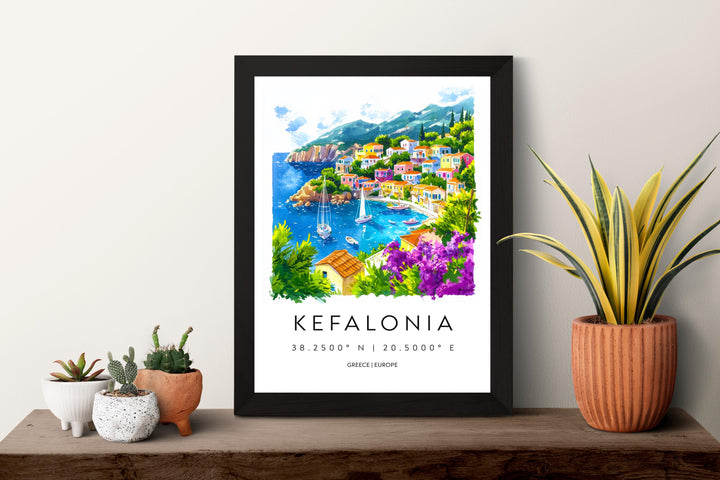 Kefalonia Watercolor Poster Wall Art Kefalonia Wall Hanging Home Décor Kefalonia Gift Art Lovers Greece Wall Art