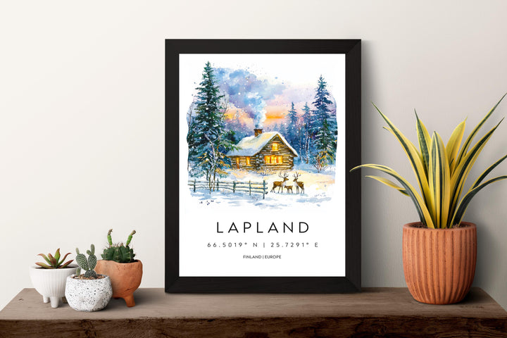 Lapland Watercolor Poster Wall Art Lapland Wall Hanging Home Décor Lapland Gift Art Lovers Finland Wall Art