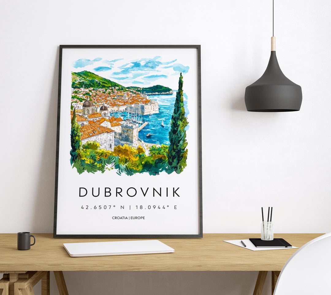 Dubrovnik Watercolor Poster Wall Art Dubrovnik Wall Hanging Home Décor Dubrovnik Gift Art Lovers Croatia Wall Art