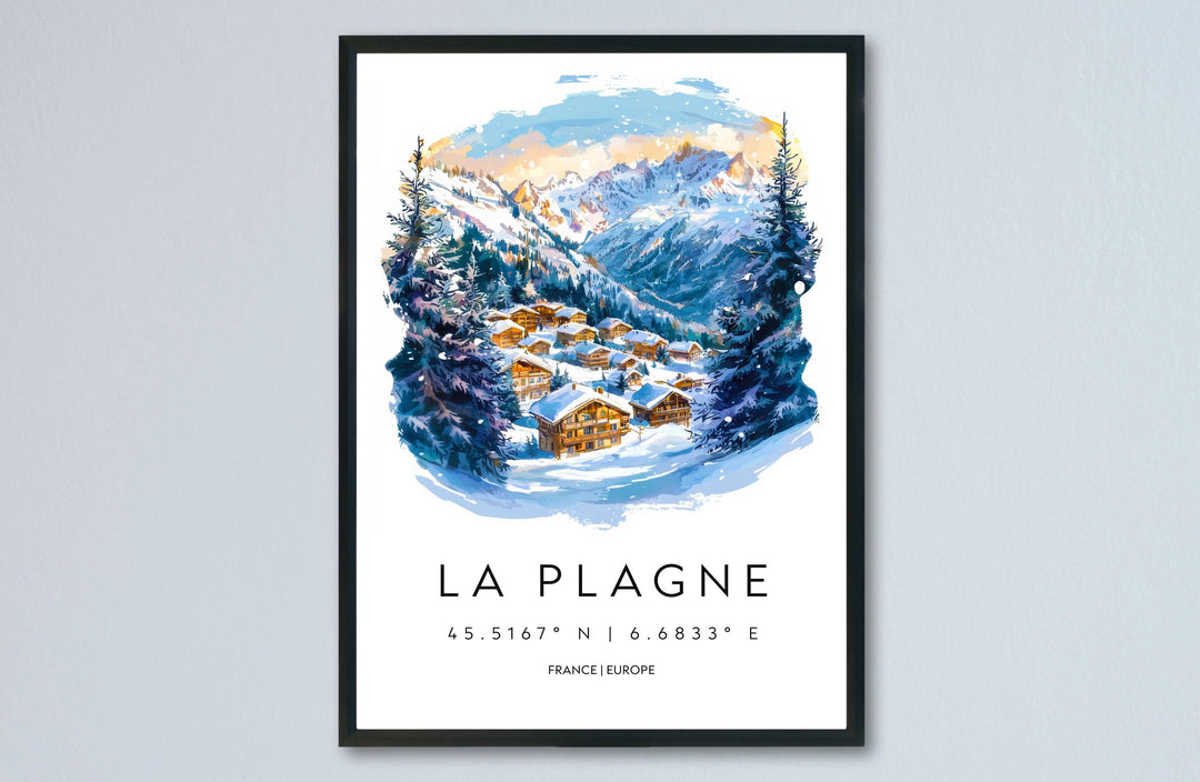 La Plagne Watercolor Poster Wall Art La Plagne Wall Hanging Home Décor La Plagne Gift Art Lovers France Wall Art