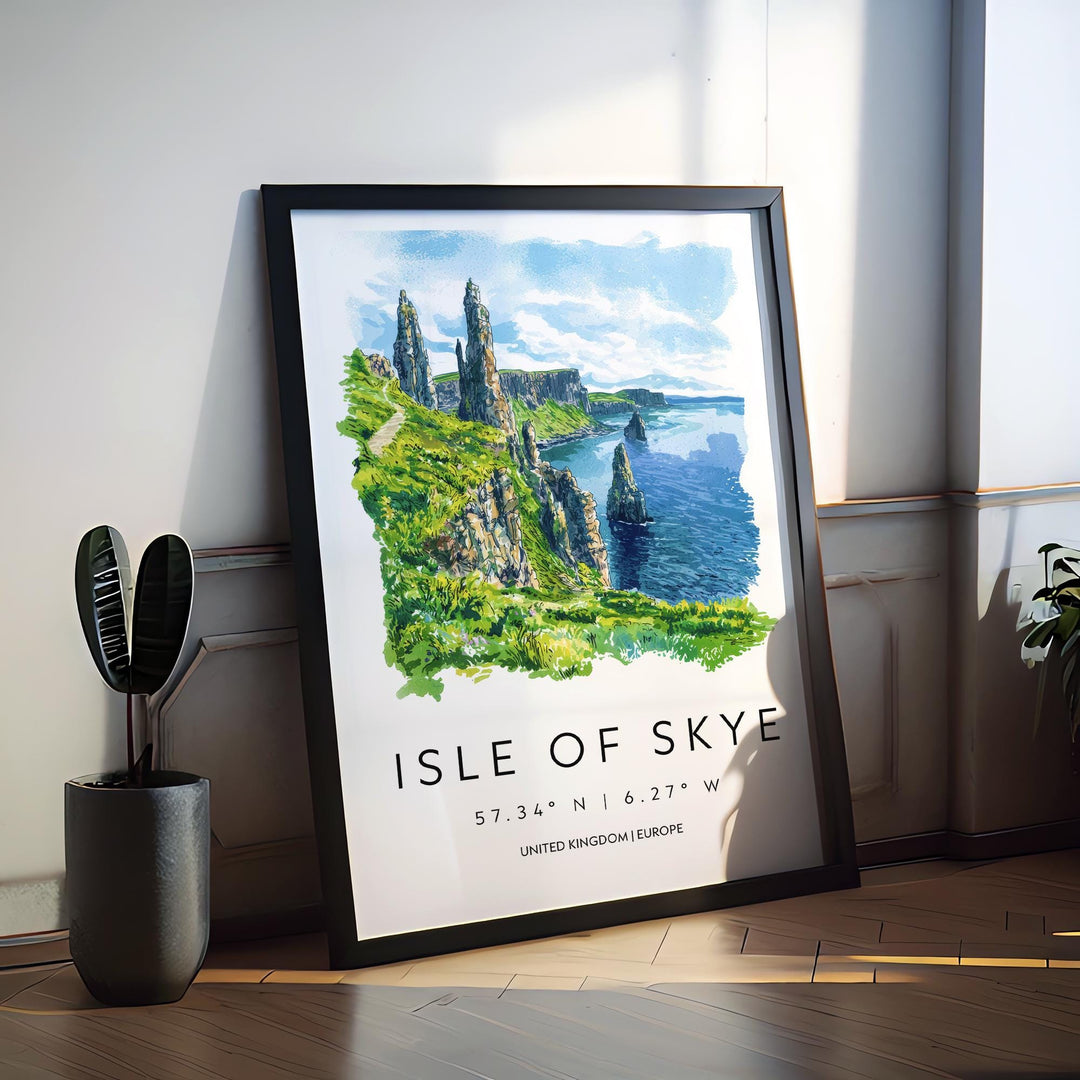 Isle of Skye Watercolor Poster Wall Art Isle of Skye Wall Hanging Home Décor Isle of Skye Gift Art Lovers Scotland Wall Art