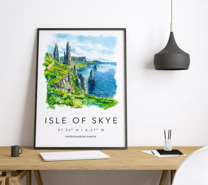 Isle of Skye Watercolor Poster Wall Art Isle of Skye Wall Hanging Home Décor Isle of Skye Gift Art Lovers Scotland Wall Art