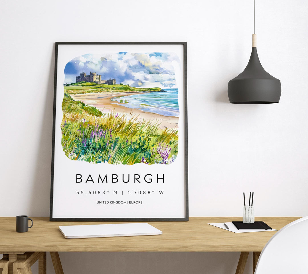 Bamburgh Watercolor Poster Wall Art Bamburgh Wall Hanging Home Décor Bamburgh Gift Art Lovers United Kingdom Wall Art
