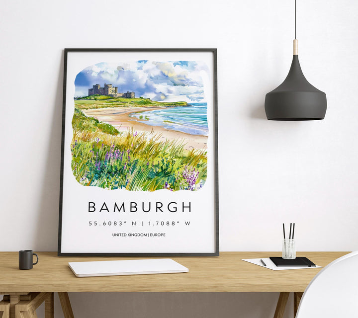 Bamburgh Watercolor Poster Wall Art Bamburgh Wall Hanging Home Décor Bamburgh Gift Art Lovers United Kingdom Wall Art
