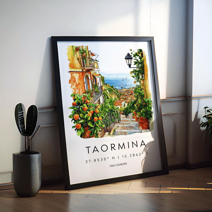 Taormina Watercolor Poster Wall Art Taormina Wall Hanging Home Décor Taormina Gift Art Lovers Italy Wall Art