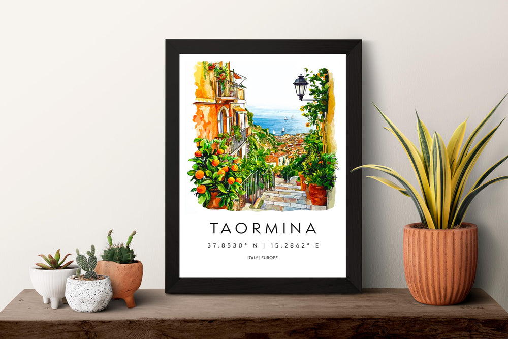 Taormina Watercolor Poster Wall Art Taormina Wall Hanging Home Décor Taormina Gift Art Lovers Italy Wall Art