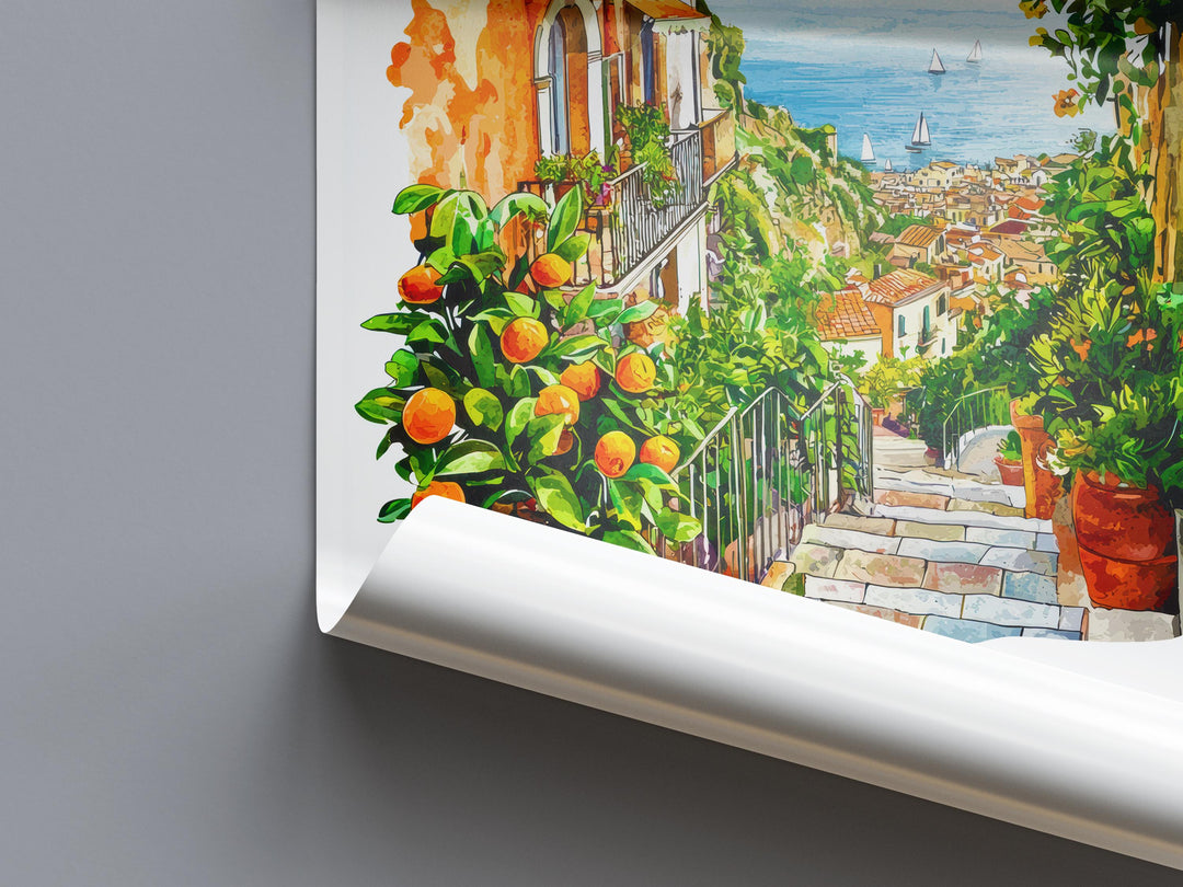 Taormina Watercolor Poster Wall Art Taormina Wall Hanging Home Décor Taormina Gift Art Lovers Italy Wall Art