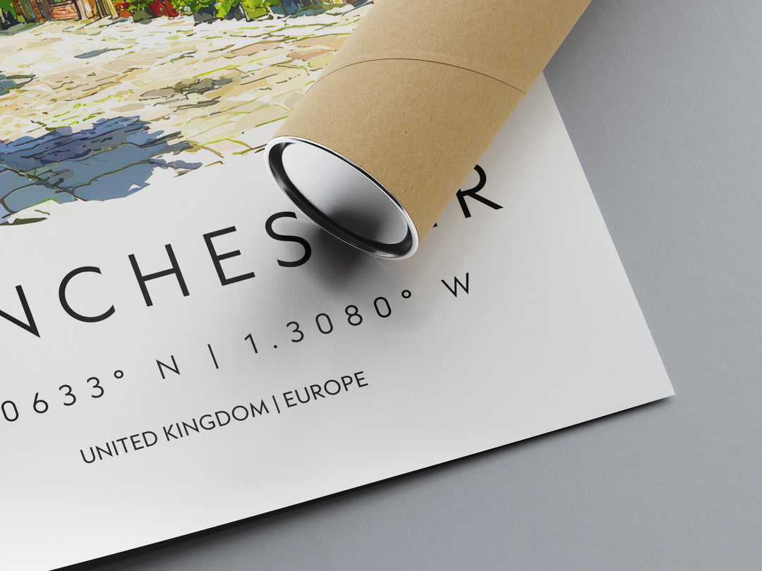 Winchester Watercolor Poster Wall Art Winchester Wall Hanging Home Décor Winchester Gift Art Lovers United Kingdom Wall Art