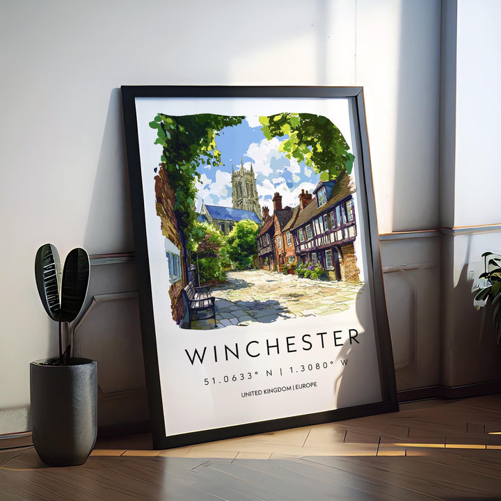 Winchester Watercolor Poster Wall Art Winchester Wall Hanging Home Décor Winchester Gift Art Lovers United Kingdom Wall Art
