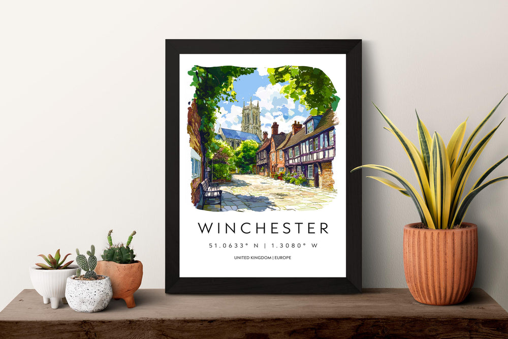 Winchester Watercolor Poster Wall Art Winchester Wall Hanging Home Décor Winchester Gift Art Lovers United Kingdom Wall Art